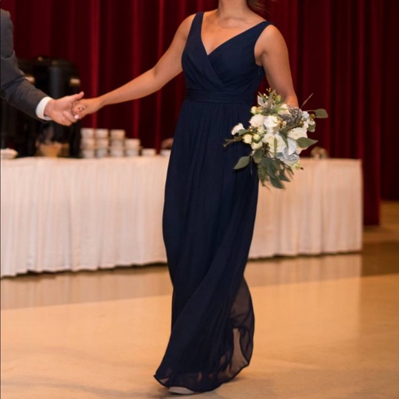 Navy Adrianna Papell Chiffon Draped Maxi Dress - Picture 6 of 7